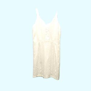 OLD NAVY Womens Size 14 White Eyelet Vneck Sundress Summer Cotton Cottagecore